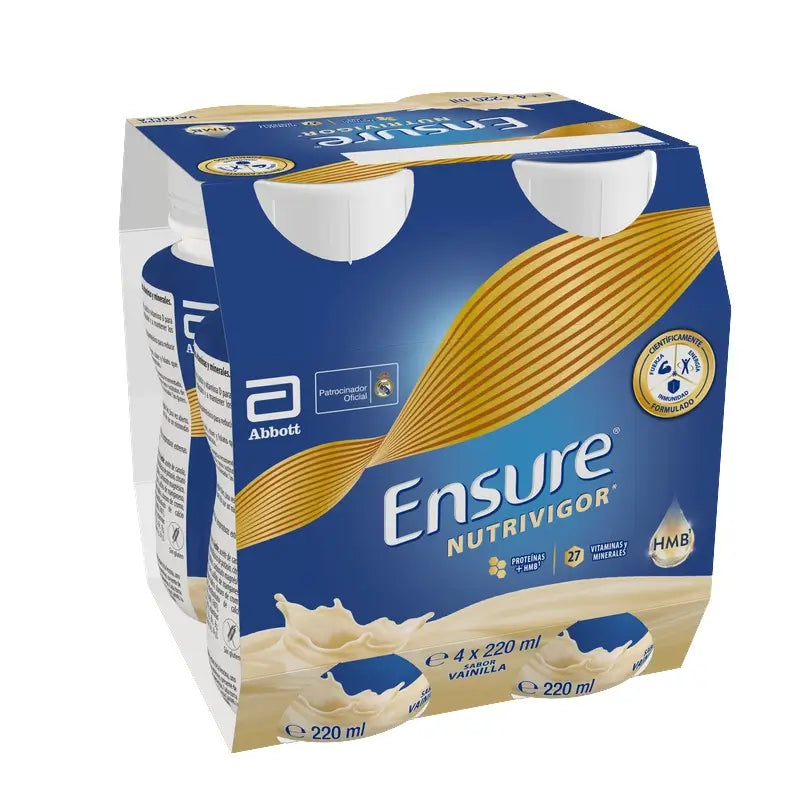 Ensure Nutrivigor Batido de Vainilla Adultos, 4 Botellas x 220 ml