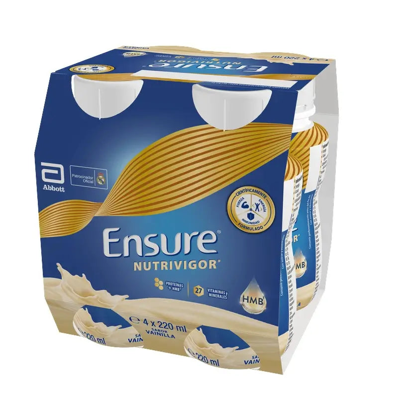Ensure Nutrivigor Batido de Vainilla Adultos, 4 Botellas x 220 ml