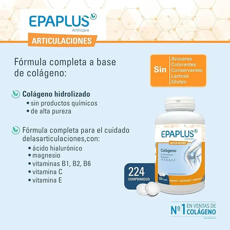 Epaplus Arthicare Colágeno Antiox Magnesio +Ácido Hialurónico , 224 comprimidos