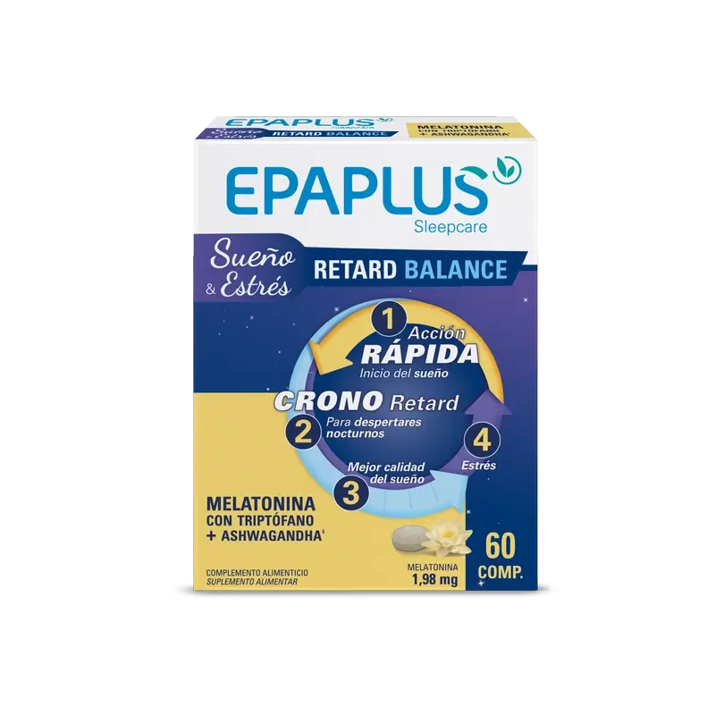 Epaplus Sleepcare Melatonina Retard Balance Con Triptófano, 30 gramos, 60 comprimidos