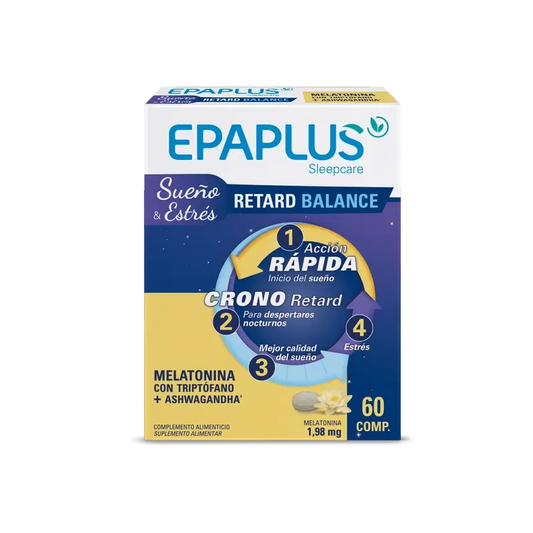 Epaplus Sleepcare Melatonina Retard Balance Con Triptófano, 30 gramos, 60 comprimidos