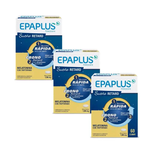 Epaplus Sleepcare Melatonina Retard Con Triptófano Pack 3 x 60 comprimidos