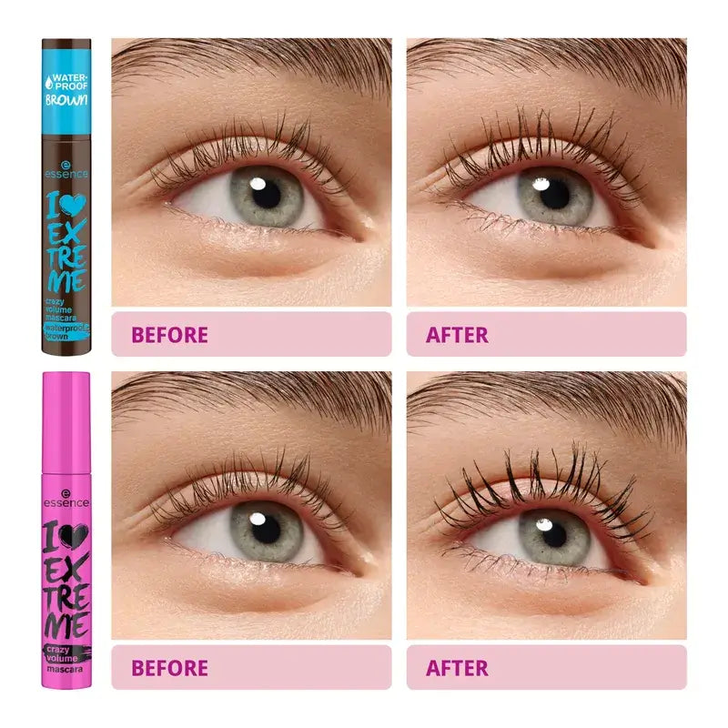 Essence Máscara Pestañas Waterproof Marrón I Love Extreme Crazy Volume 01, 12 ml