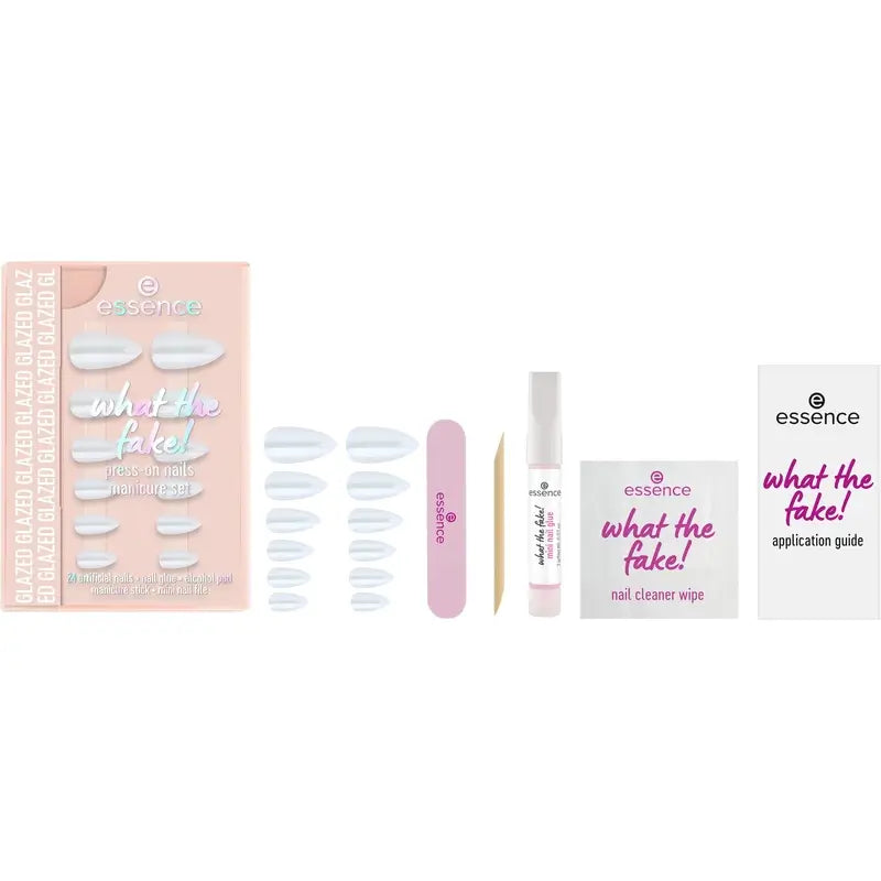 Essence Set De Manicura Con Uñas Postizas What The Fake! Press-On Nails 01 , 28 unidades