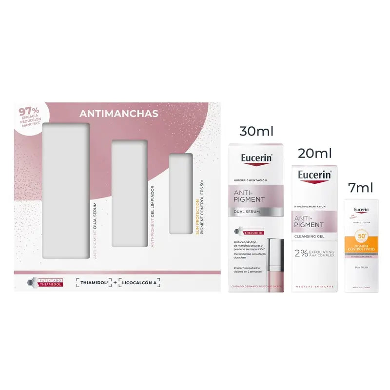Eucerin Pack Anti-Pigment Dual Serum 30Ml + Mini Gel Limpiador 20Ml + Mini Pigment Control Fps 50+ 7Ml