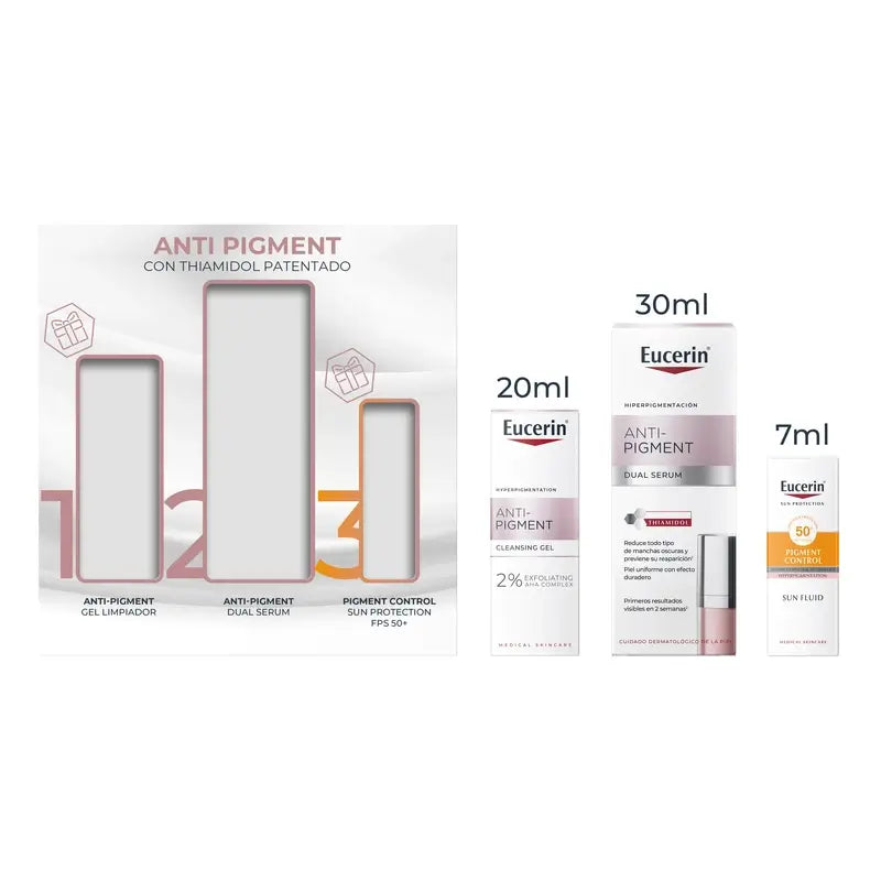Eucerin Pack Anti-Pigment - Dual Sérum,30 Ml + Mini Talla Gel Limpiador 20 Ml + Mini Solar 7Ml