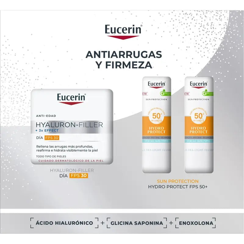 Eucerin Pack Antiedad Hyaluron-Filler Crema De Día Fps 30 50Ml + 2 Minis Sun Hydro Protect Fps 50+ 2X5Ml