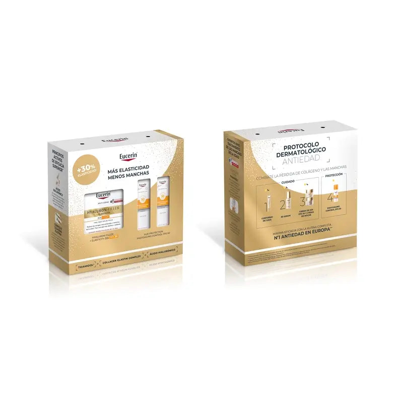 Eucerin Pack Antiedad Hyaluron-Filler Elasticity Día Fps 30 50Ml + 2 Minis Photoaging Control Fps 50+ 2X5Ml