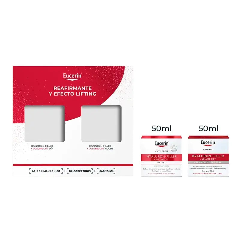 Eucerin Pack Antiedad Hyaluron-Filler + Volume-Lift Crema De Día Fps 15 50Ml + Crema De Noche 50Ml