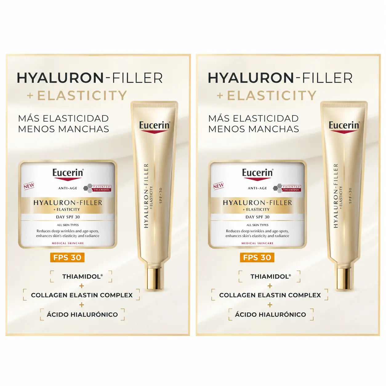 Eucerin Pack Hyaluron Filler Elasticity Crema Día Spf30 50Ml + Contorno De Ojos 15Ml , pack 2