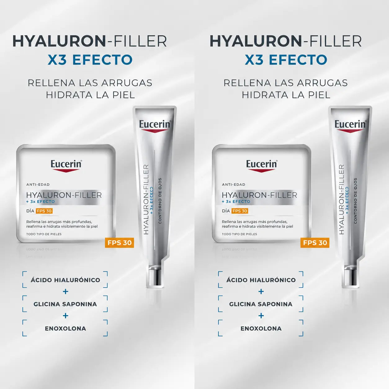 Eucerin Pack Hyluron-Filler Crema De Día Spf30 + Contorno De Ojos 15Ml , pack 2