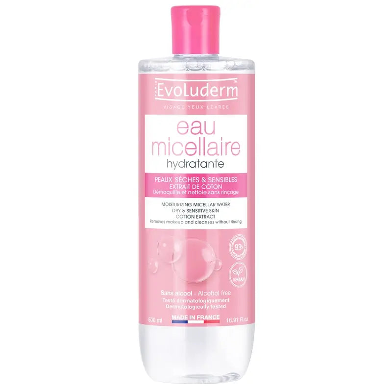 Evoluderm Agua Micelar Pieles Secas/Sensibles, 500 ml