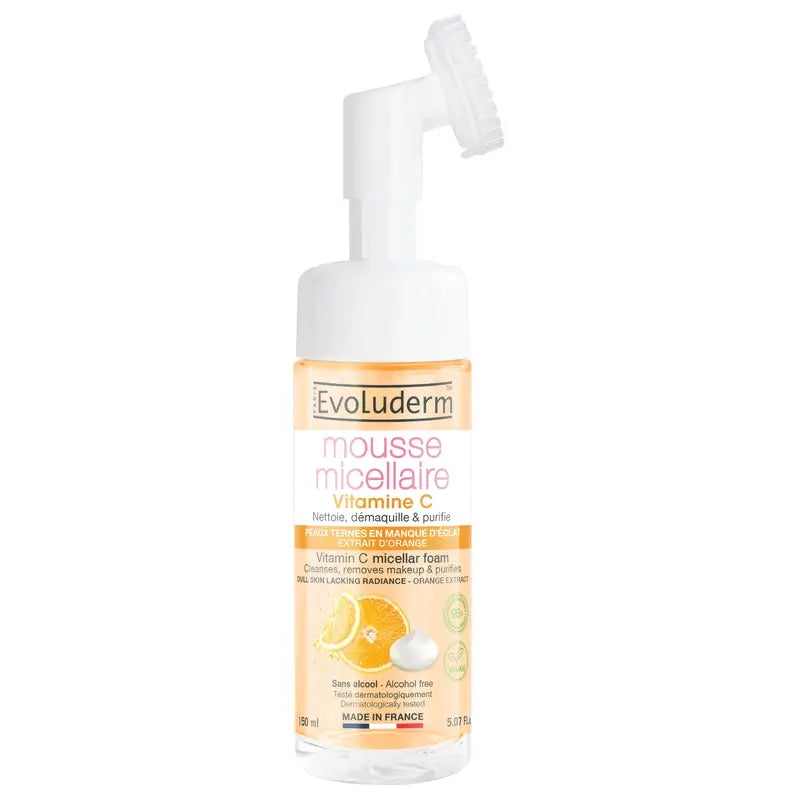 Evoluderm Espuma Micelar Limpiadora Vitamina C Con Cepillo, 150 ml