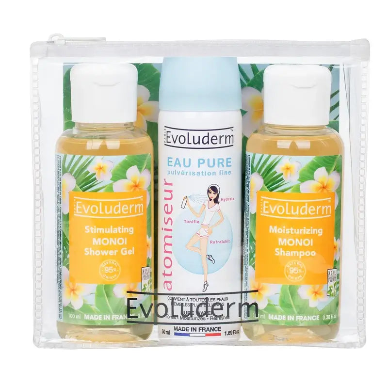 Evoluderm Set De Viaje X3 - Gel De Ducha-Agua Pura-Champú, 100/50/100 ml