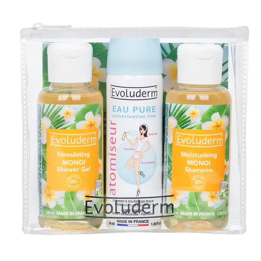 Evoluderm Set De Viaje X3 - Gel De Ducha-Agua Pura-Champú, 100/50/100 ml