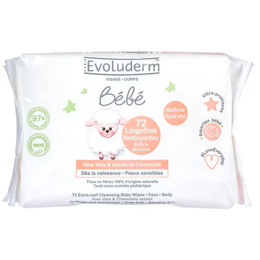 Evoluderm Toallitas Húmedas Para Bebé 72 Unidades, 72 pcs