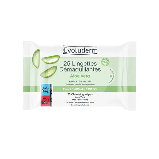 Evoluderm Toallitas Limpiadoras Pieles Normales - Aloe Vera, 25 pcs