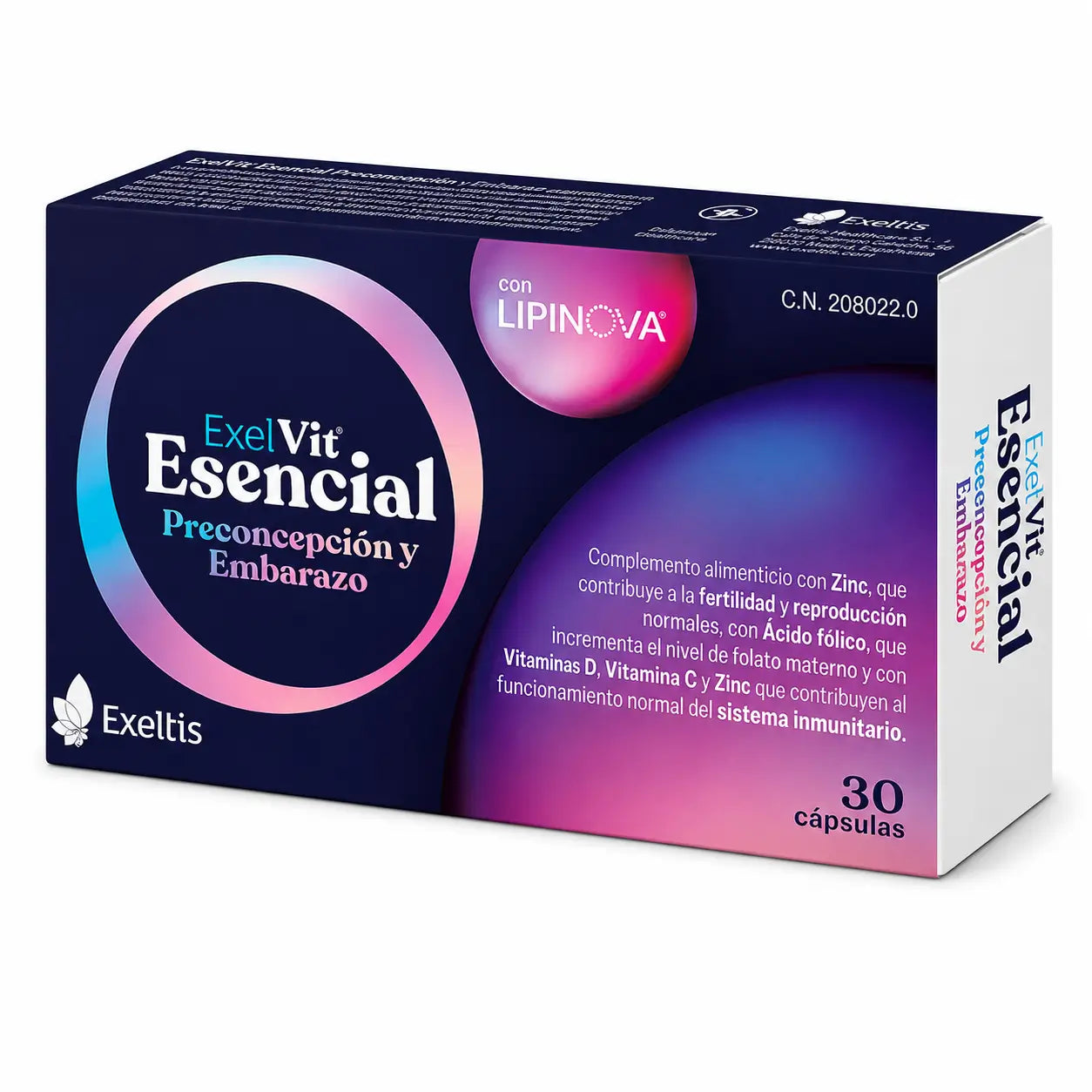 Exelvit Esencial Preconcepción y Embarazo, 30 Cápsulas