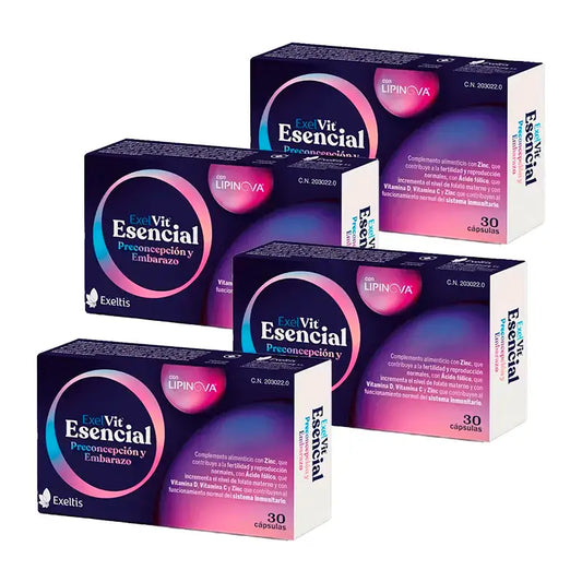 Exelvit Esencial Preconcepción y Embarazo, Pack 4 x 30 Cápsulas