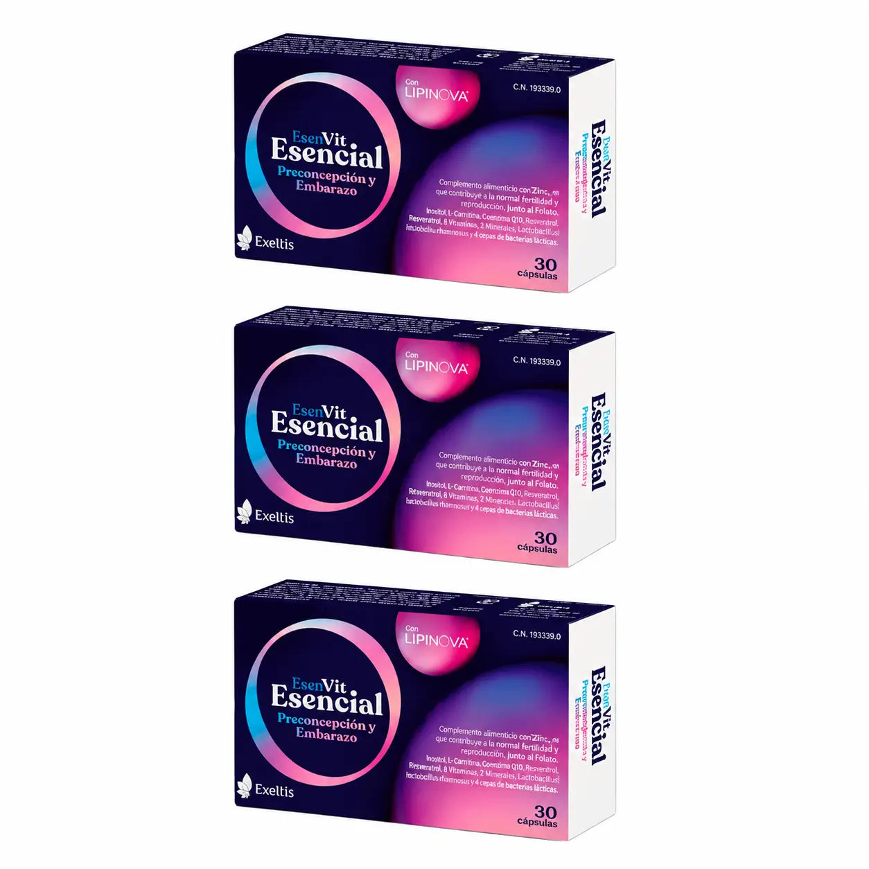 Exelvit Triplo Esencial Preconcepción Y Embarazo, 3 x 30 capsulas