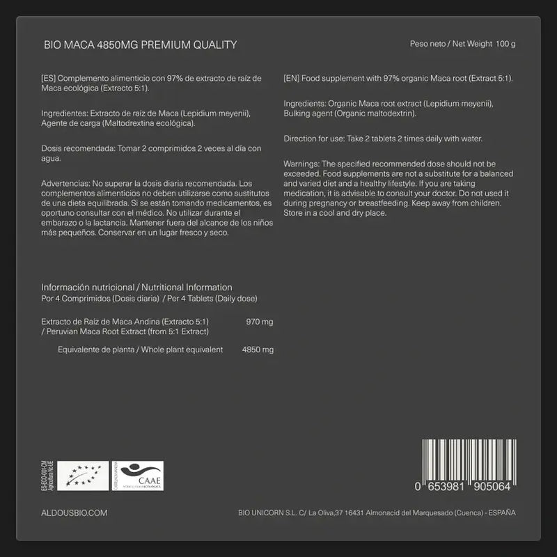 Aldous Extracto de Maca, 400 comprimidos