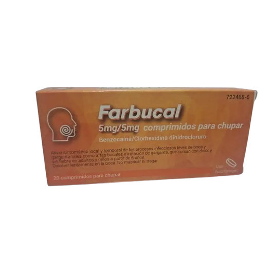 Farbucal 5Mg/5Mg, 20 comprimidos para chupar