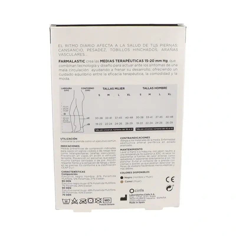 Farmalastic Calcetín Ejecutivo Mujer Negro, Talla L