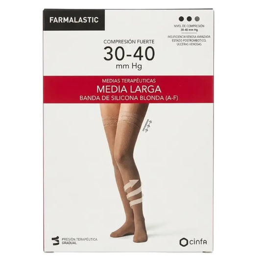 Farmalastic Media Larga Blonda Compresión Fuerte Beige, Talla M