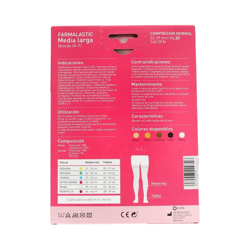 Farmalastic Media Larga Blonda Compresión Normal Capuchino, Talla XL