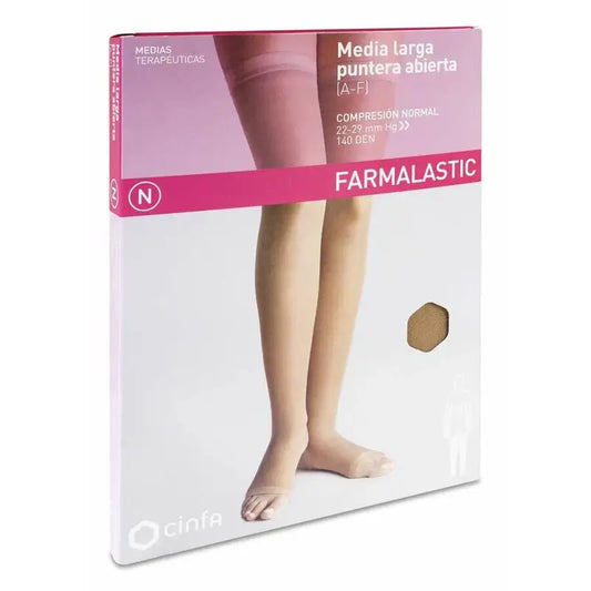 Farmalastic Media Larga Con Puntera Abierta Beige, Talla M