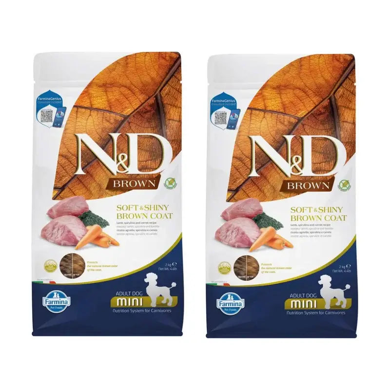 Farmina N&D Brown Dog Cordero Spirulina Mini 2Kg, Pack De 2
