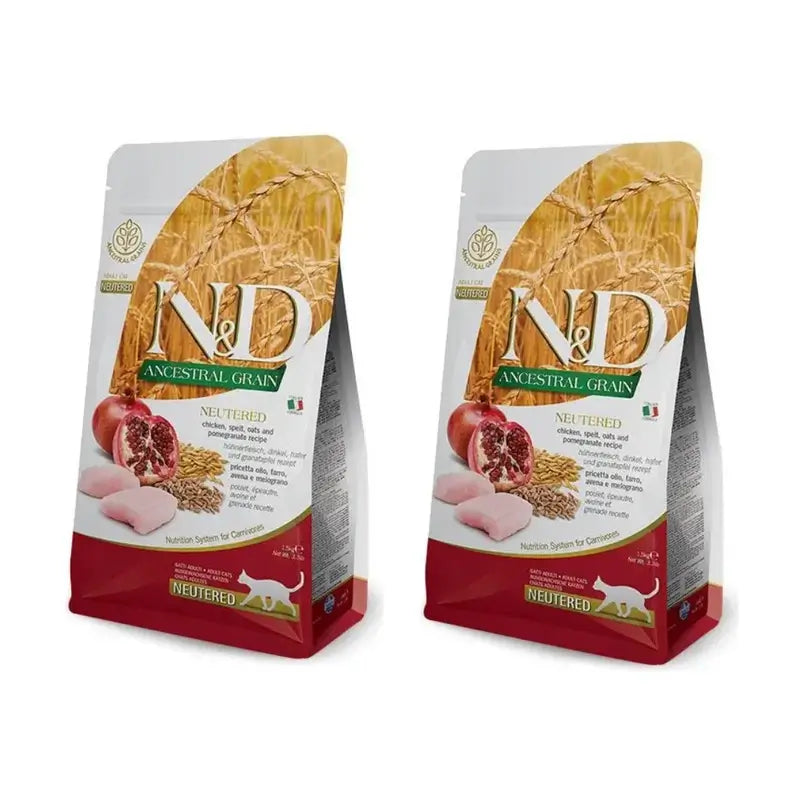 Farmina N&D Cat Ancestral Neutered Pollo 5Kg, Pienso Para Gatos, Pack De 2