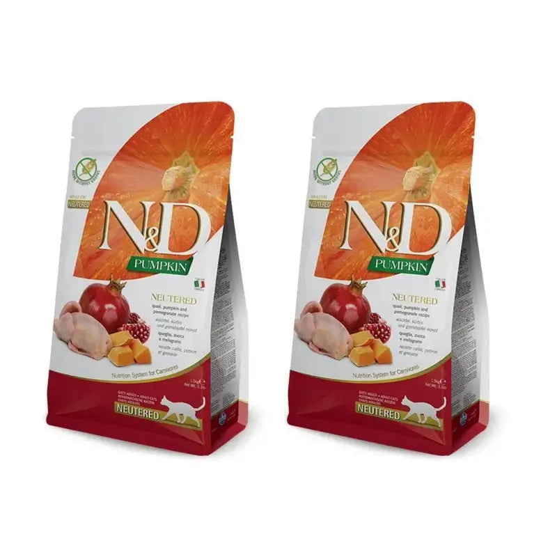 Farmina N&D Cat Calabaza Neutered Codorniz 5Kg, Pienso Para Gatos, Pack De 2
