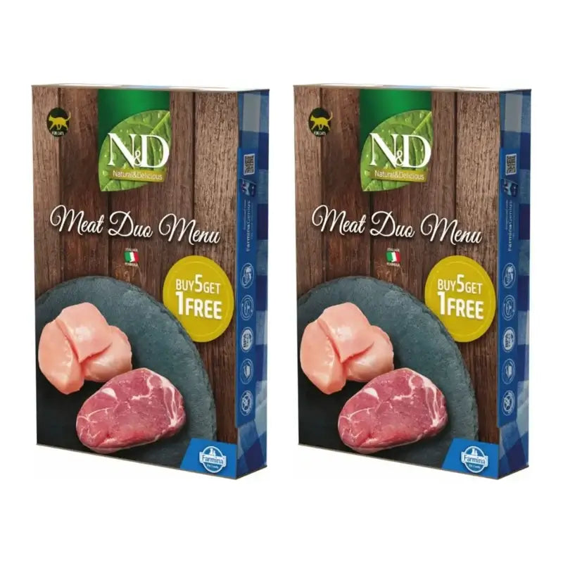 Farmina N&D Cat Natural Meat Duo Menu 6X70Gr, Comida Húmeda Para Gatos, Pack De 2