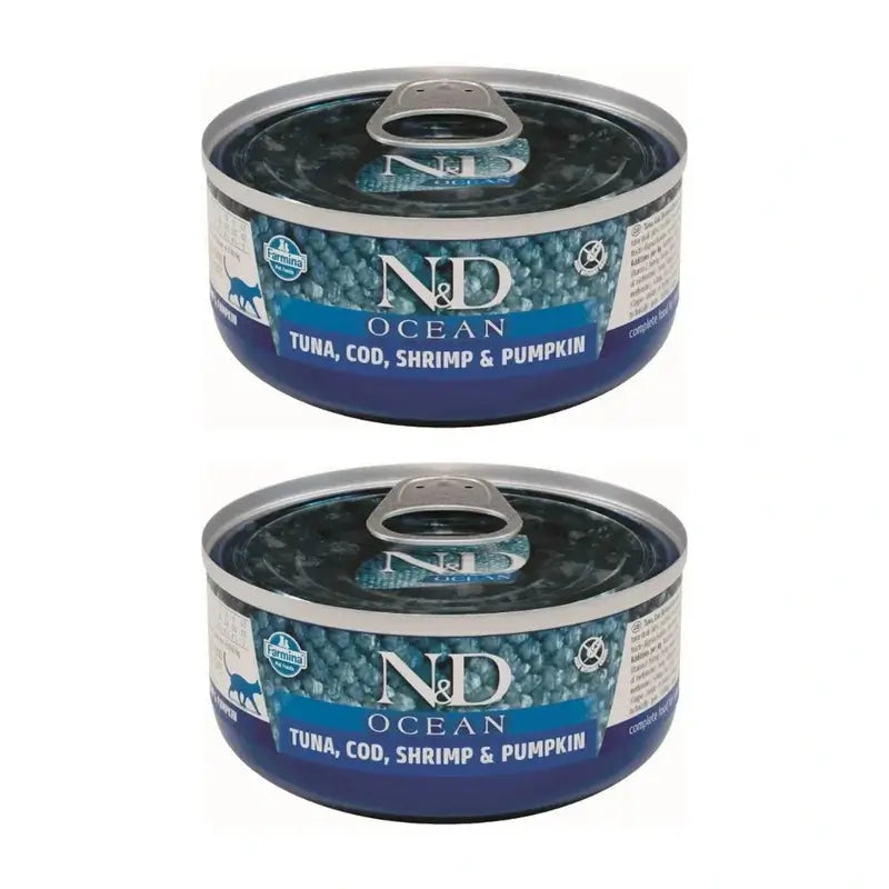 Farmina N&D Cat Ocean Atun Bacalao Calabaza 30X70Gr, Pack De 2