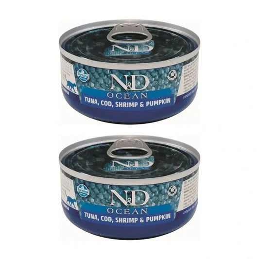 Farmina N&D Cat Ocean Atun Bacalao Calabaza 30X70Gr, Pack De 2