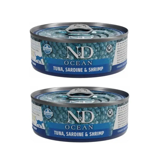 Farmina N&D Cat Ocean Atun Sardina Gamba 30X70Gr, Pack De 2