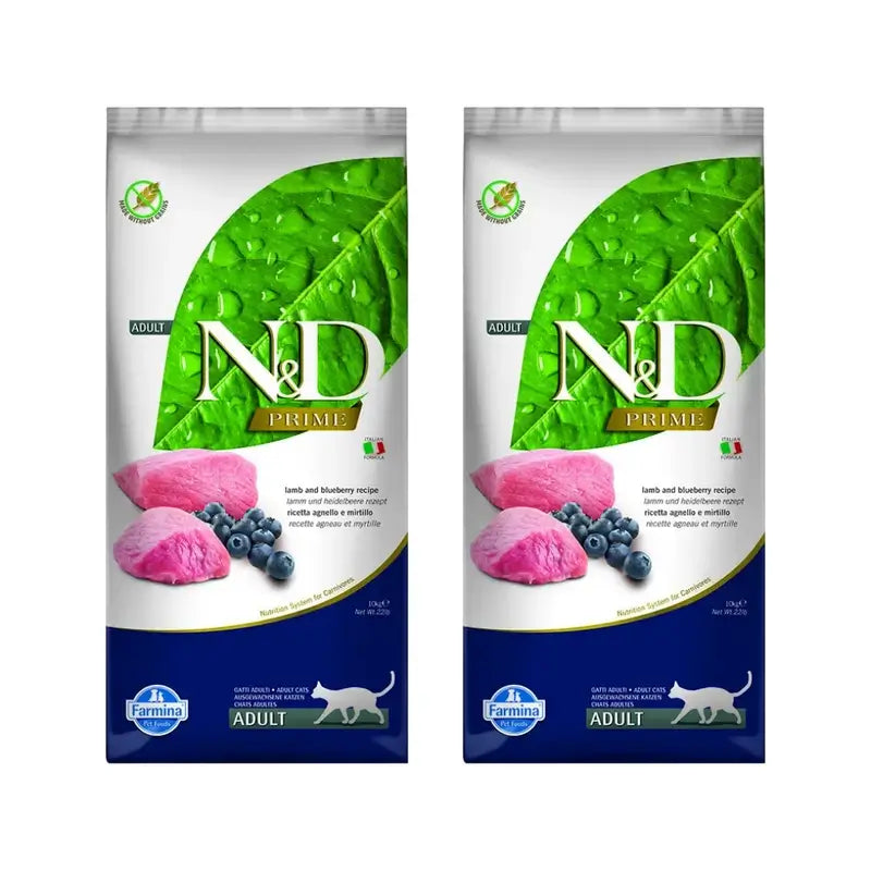 Farmina N&D Cat Prime Cordero 10Kg, Pienso Para Gatos, Pack De 2