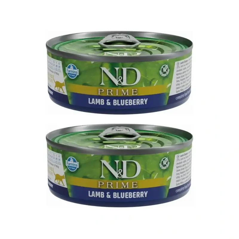Farmina N&D Cat Prime Cordero Y Arándano Caja 30X70Gr, Pack De 2