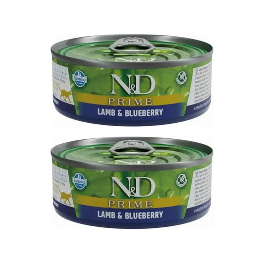 Farmina N&D Cat Prime Cordero Y Arándano Caja 30X70Gr, Pack De 2