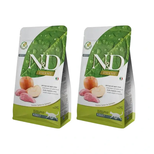 Farmina N&D Cat Prime Jabali 5Kg, Pienso Para Gatos, Pack De 2