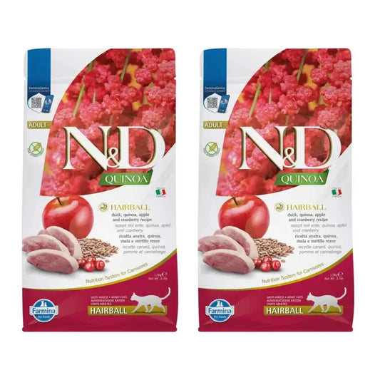 Farmina N&D Cat Quinoa Hairball Pato 1,5Kg, Pack De 2