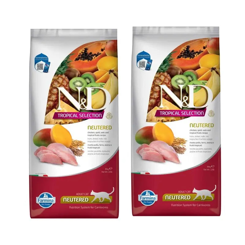 Farmina N&D Cat Tropical Selection Neutered Pollo 10Kg, Pack De 2