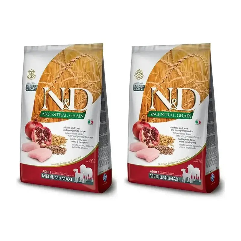 Farmina N&D Dog Ancestral Medium Maxi Pollo 12Kg , Pienso Para Perros, Pack De 2