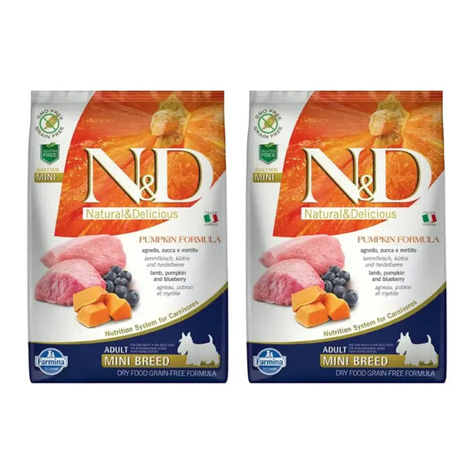 Farmina N&D Dog Calabaza Mini Cordero 7Kg, Pienso Para Perros, Pack De 2