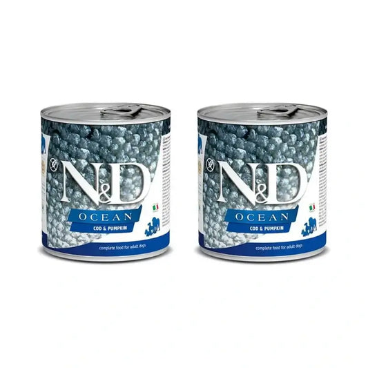 Farmina N&D Dog Ocean Calabaza Bacalao Caja 6X285Gr, Comida Húmeda Para Perros, Pack De 2