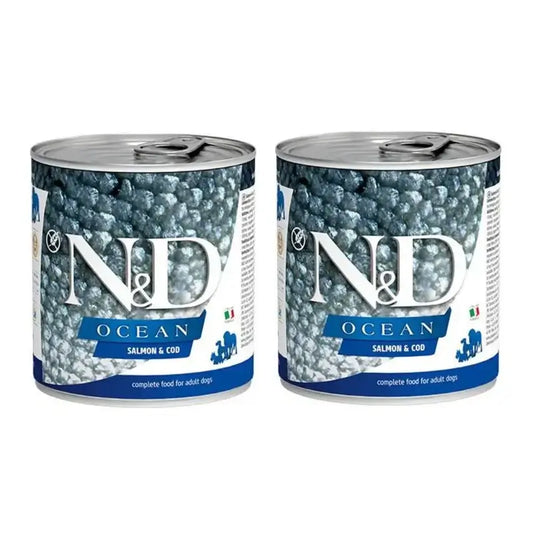 Farmina N&D Dog Ocean Salmon Bacalao Caja 6X285Gr, Comida Húmeda Para Perros, Pack De 2