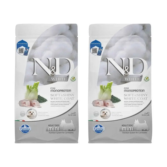 Farmina N&D White Dog Lubina Spirulina Mini 2Kg, Pack De 2