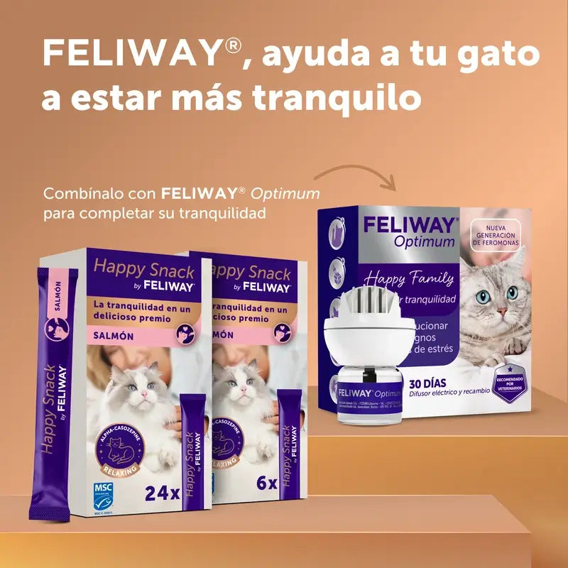 Feliway Happy Snack Sabor Salmón, 24 sobres