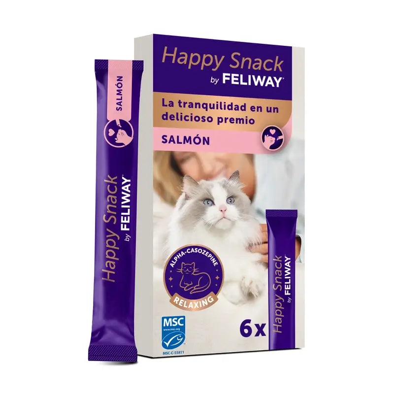 Feliway Happy Snack Sabor Salmón, 6 sobres
